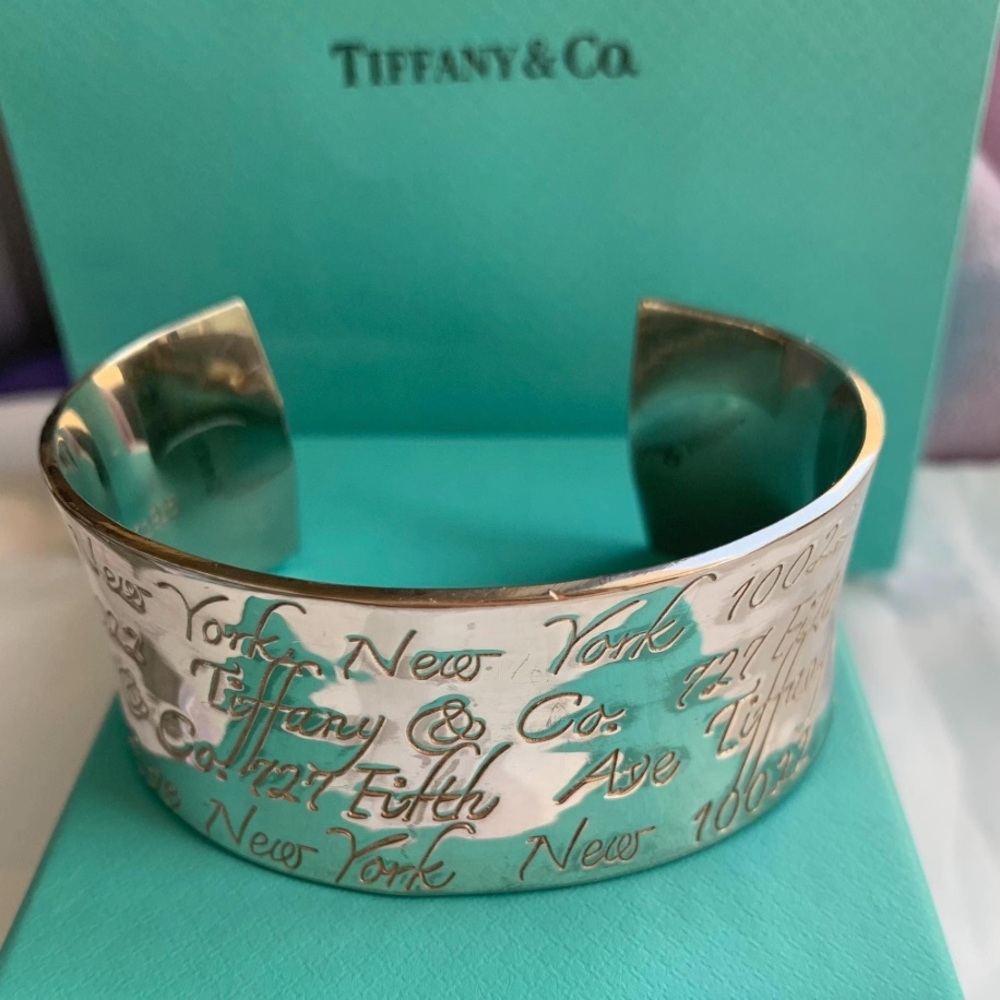 🩵 Tiffany & Company Sterling Silver Script/Notes Cuff Bracelet